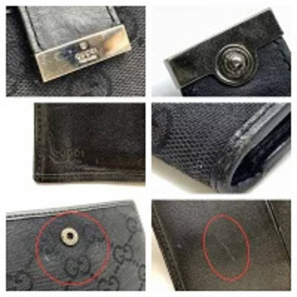 GUCCI Bi fold Wallet Compact GG Canvas Leather Button Closure Black - Picture 9 of 9